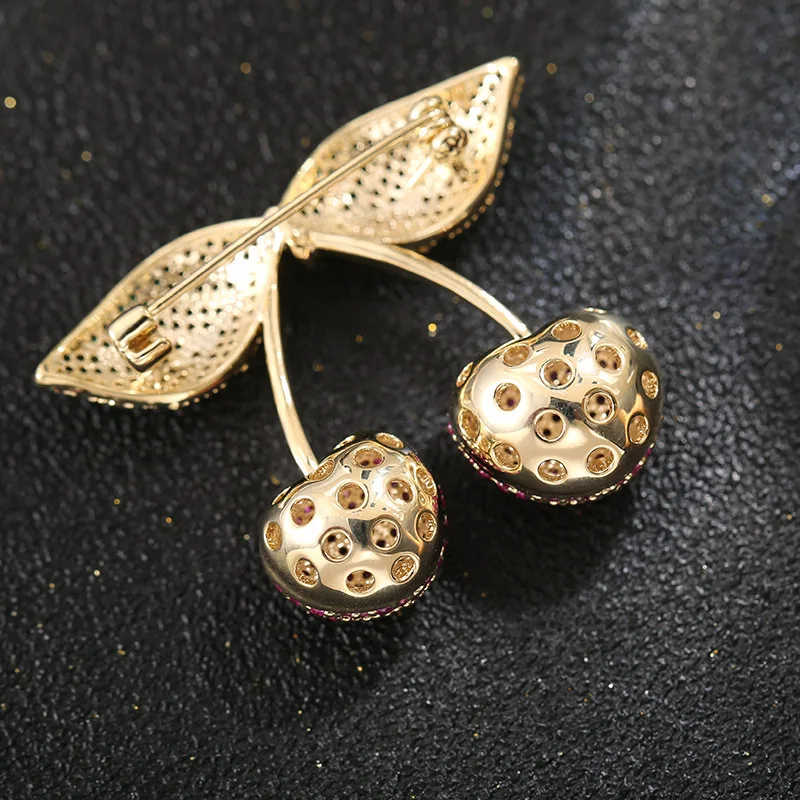 Высокое качество Вишня брошь высокого класса циркон фрукты медальон Аксессуары