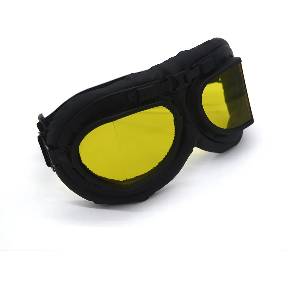 Yellow lens Очки для шлема с 5 линзами, мотоциклетные очки, винтажные очки для пилота байкера, кожаные очки для мотоцикла, велосипеда - Цвет: Yellow lens