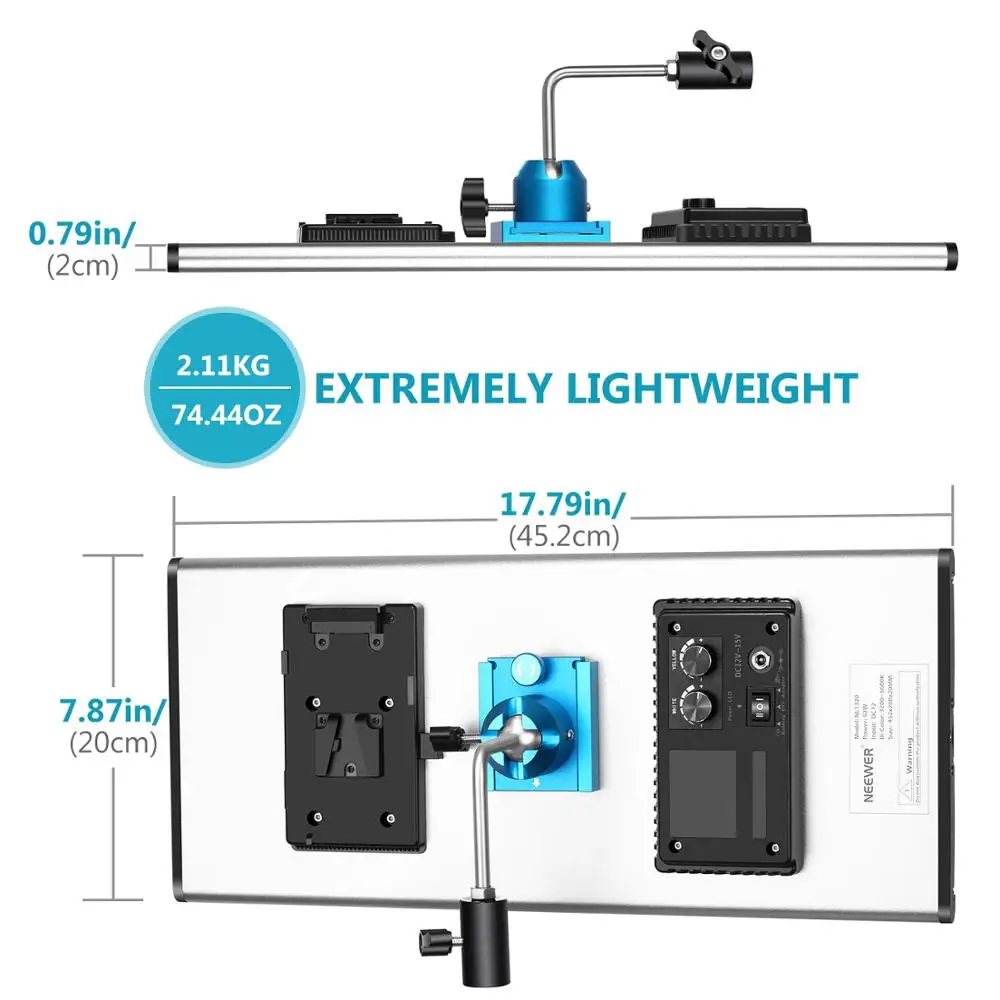 Neewer Dimmable LED Video Light Photography Lighting with Metal Frame 1320 Beads 3200-5600K DC Adapter/Battery Power | Электроника