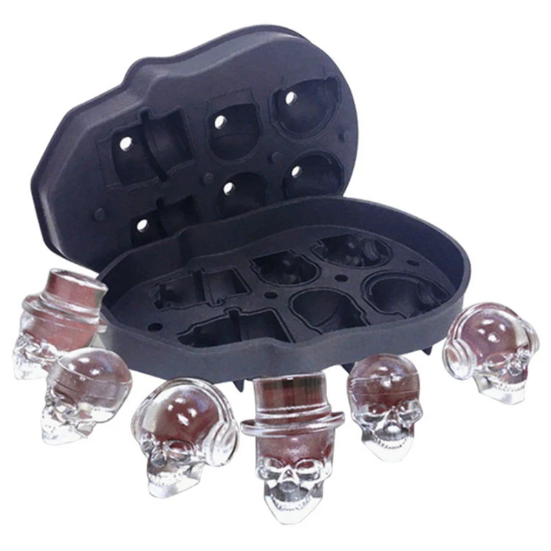 1PC 6 Hole Skull Shape 3D Ice Cube Mold Maker Bar Party Silicone Trays DIY Chocolate Sugar Cream Tools 993767 |