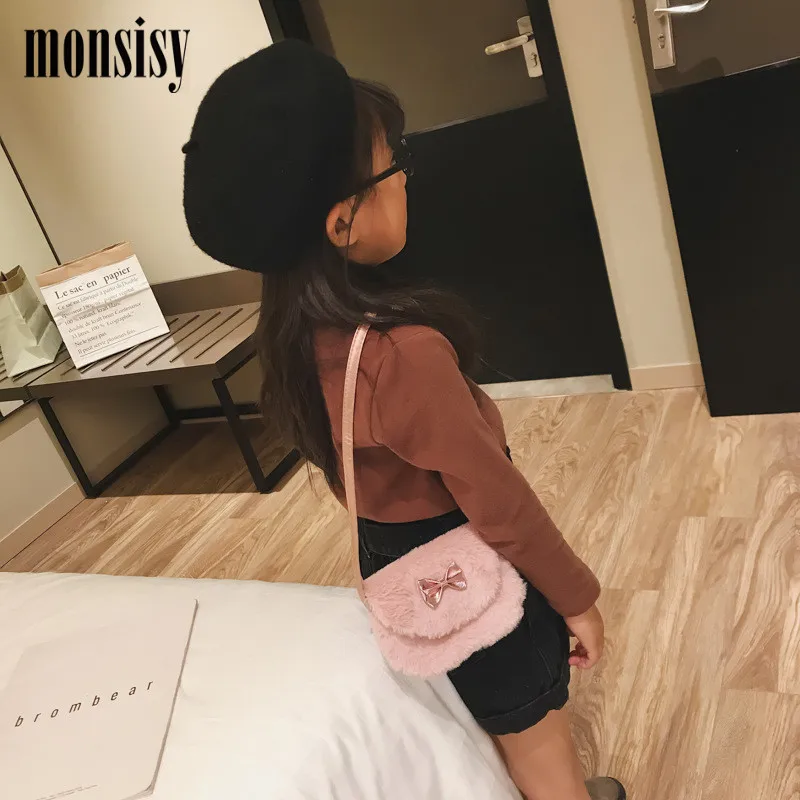 Monsisy/сумка через плечо из искусственного меха для девочек сумка на милый детский