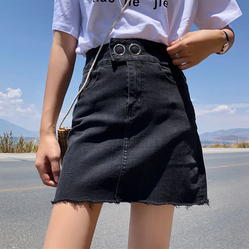 Женская джинсовая юбка-карандаш Повседневная облегающая мини-юбка с бахромой на