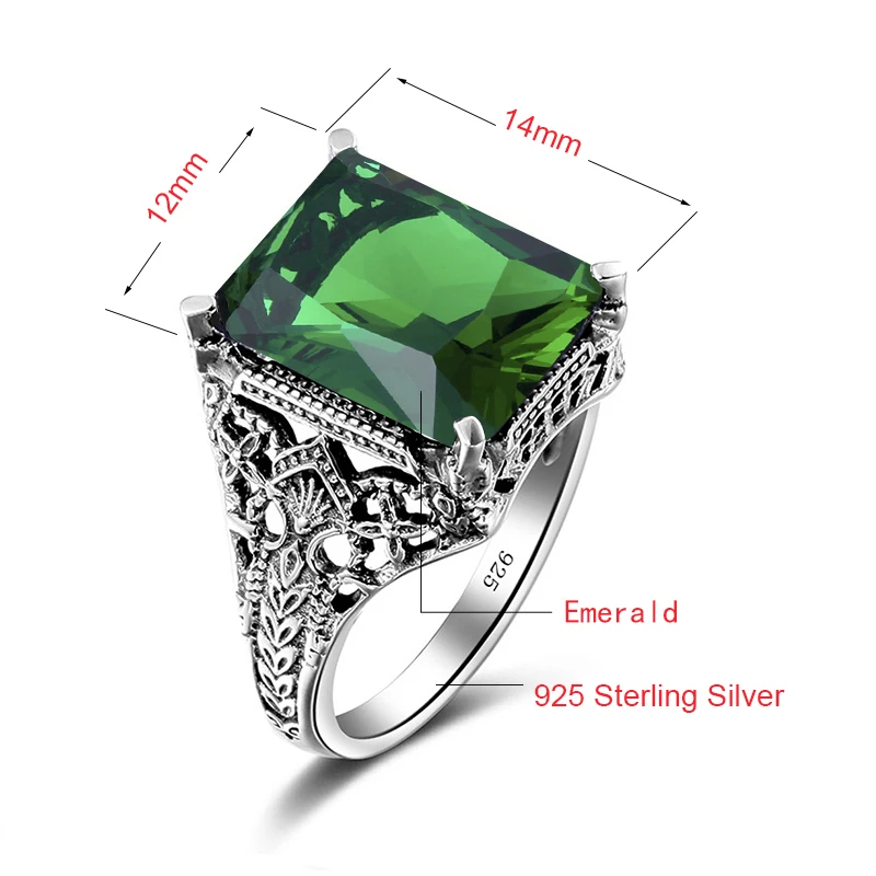 Женское Винтажное кольцо из серебра 925 пробы с изумрудом|ring for|rings for womenring ring |