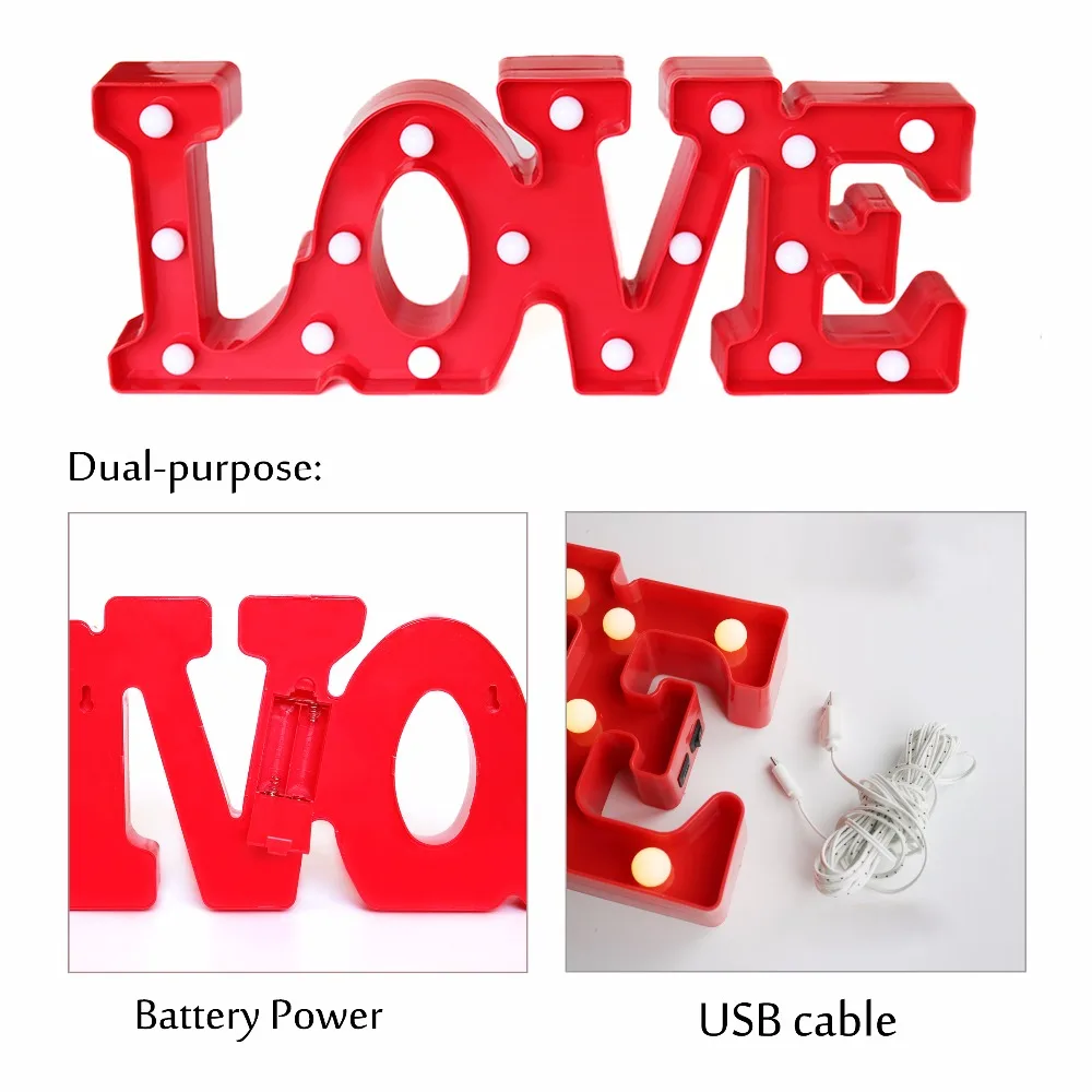 DELICORE LED Night Light Sign 3D LOVE Marquee USB And Battery Operated Luminaria Desk Lamp For Lover's Gift Wedding Decor M128 | Лампы и