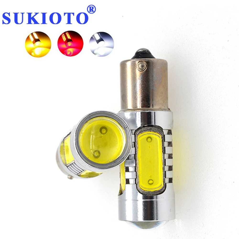 SUKIOTO BA15S 1156 светодиодный COB цвет: желтый белый красный 7 5 W P21W СВЕТОДИОДНЫЙ машина