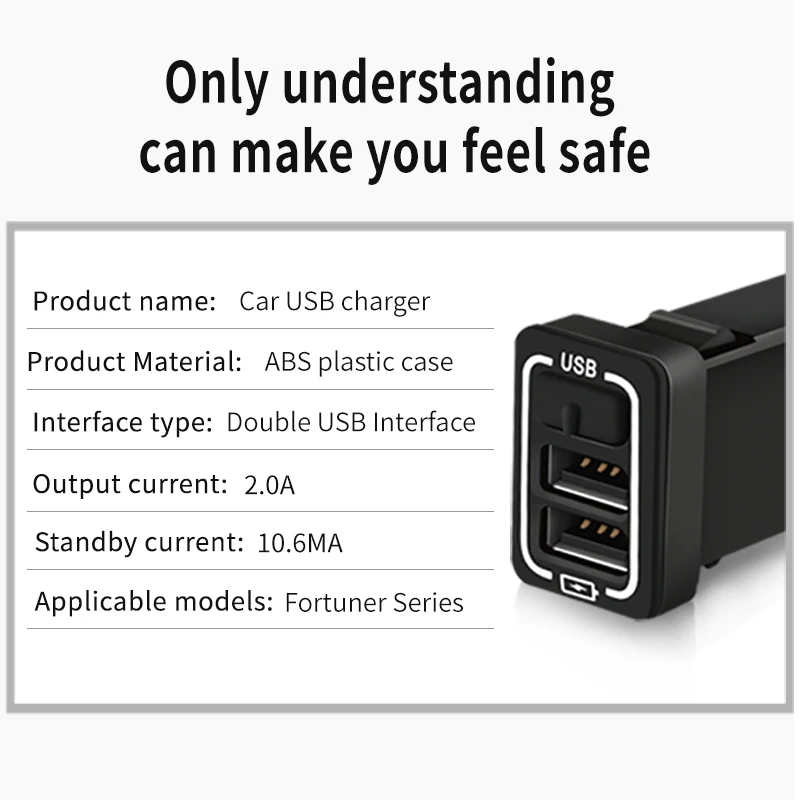 Автомобильное USB зарядное устройство Быстрая зарядка 2.0A 220 V 2 порта USB2.0 для iphone Micro usb type C Зарядка телефона для Fortuner