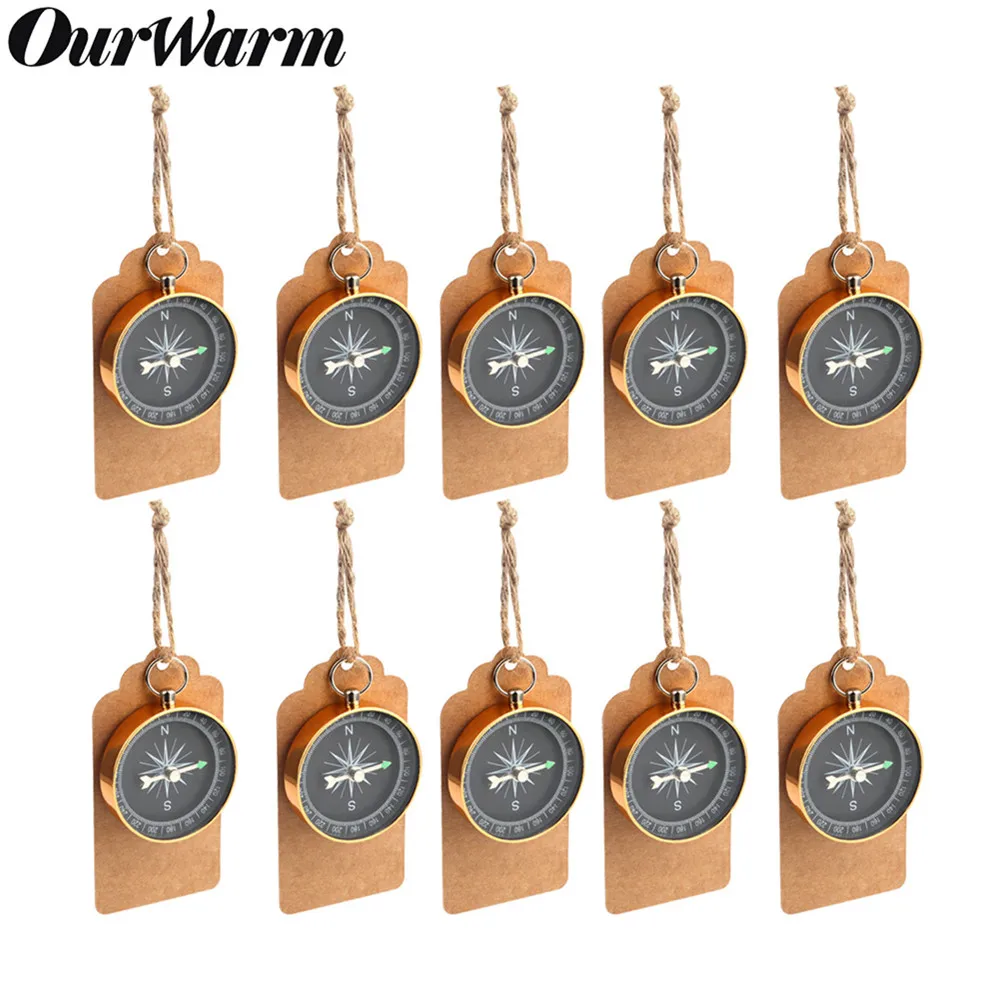 OurWarm 10 шт. компас свадебные сувениры для гостей с бирками из крафт бумаги