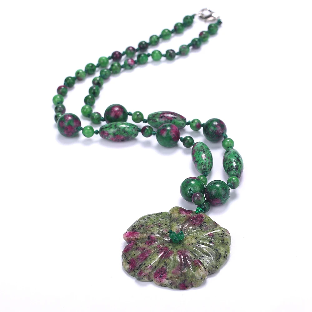 Yumten Fashion Women Necklace Flowers Pendant Epidote Charm Chinese Style Accessories Fine Clavicle Chain Luna Linkin Warcraft | Украшения