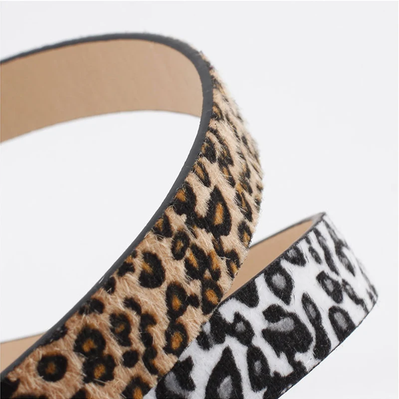 

Sexy Female Belt Cummerbund Women Horsehair Belt With Leopard Pattern Rose Gold Metal Buckle Hot Women Pu Belt 2019 Fashion