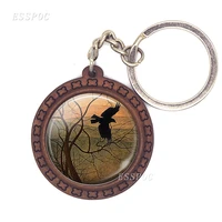 funny frog crow cute keychain lace dragonfly key fob lace dragonfly wood keyring women gifts for men