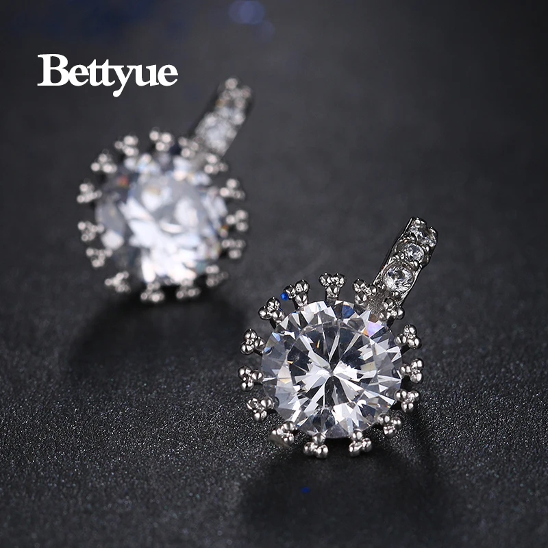 Bettyue Brand Fashion Charm Personality Earrings AAA Cubic Zircon White Gold Color Gothic Style Jewelry For Woman Gift | Украшения и