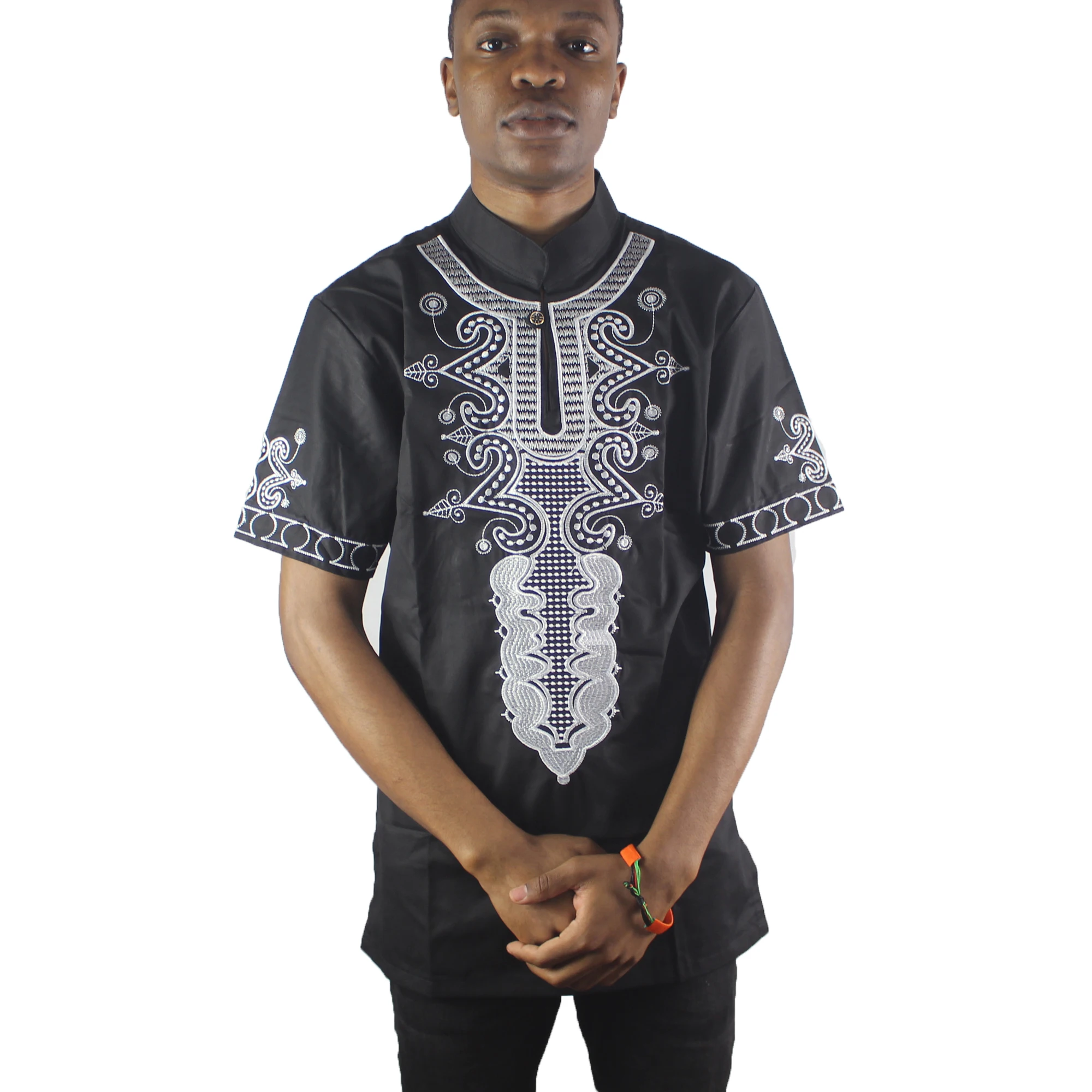 Модная мужская черная футболка Dashiki с вышивкой|Африканская одежда| |