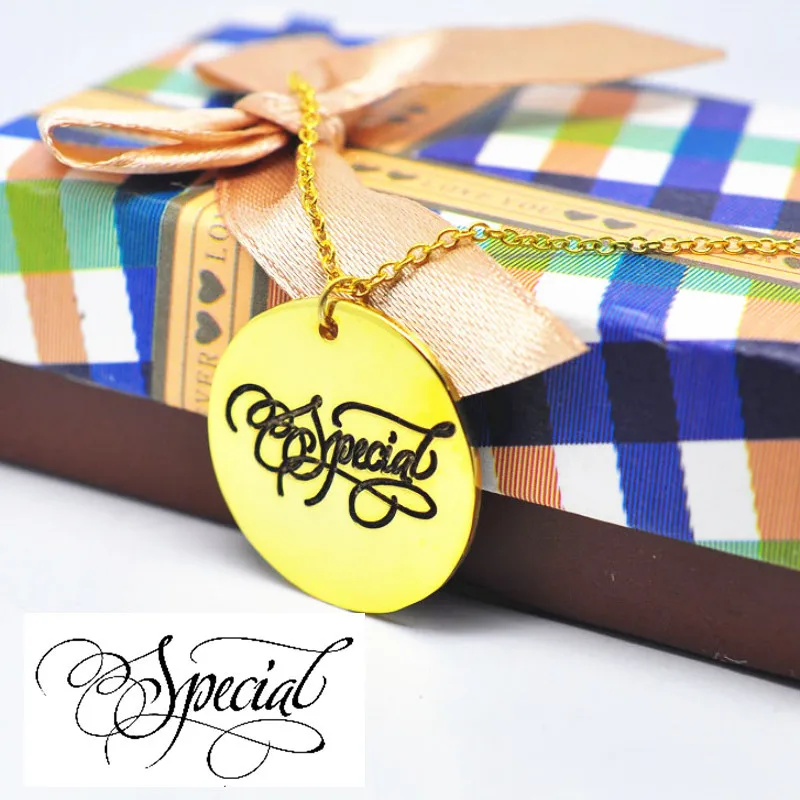 Диск ожерелье с гравировкой Подпись именем ручная печать пляжное ювелирные