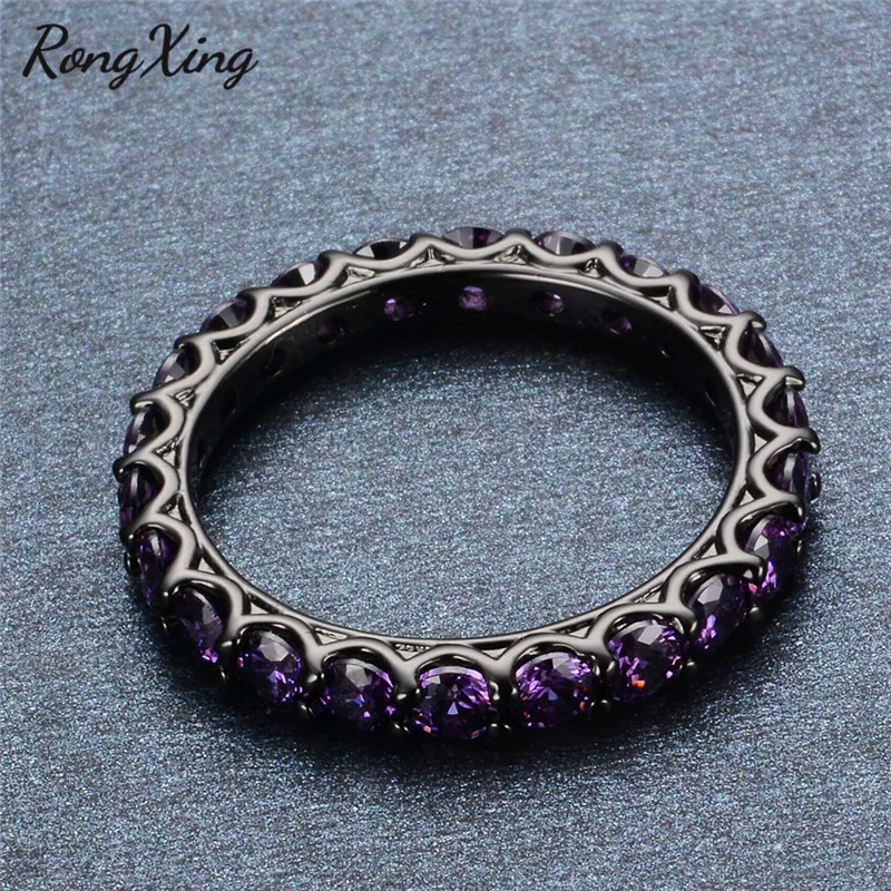 Очаровательные обручальные кольца RongXing с фиолетовым кристаллом из циркония для