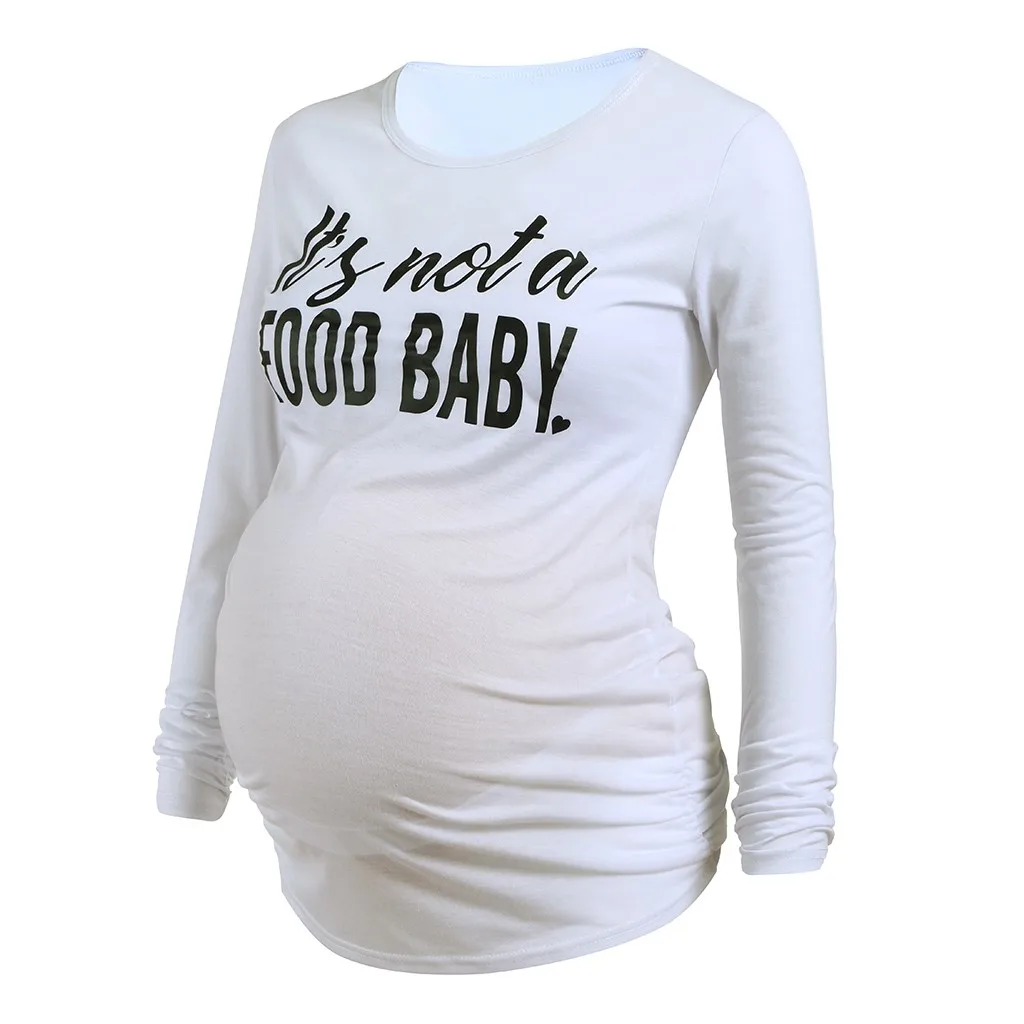 SAGACE Материнство длинный рукав топ с буквенным принтом Блузка Одежда для женщин