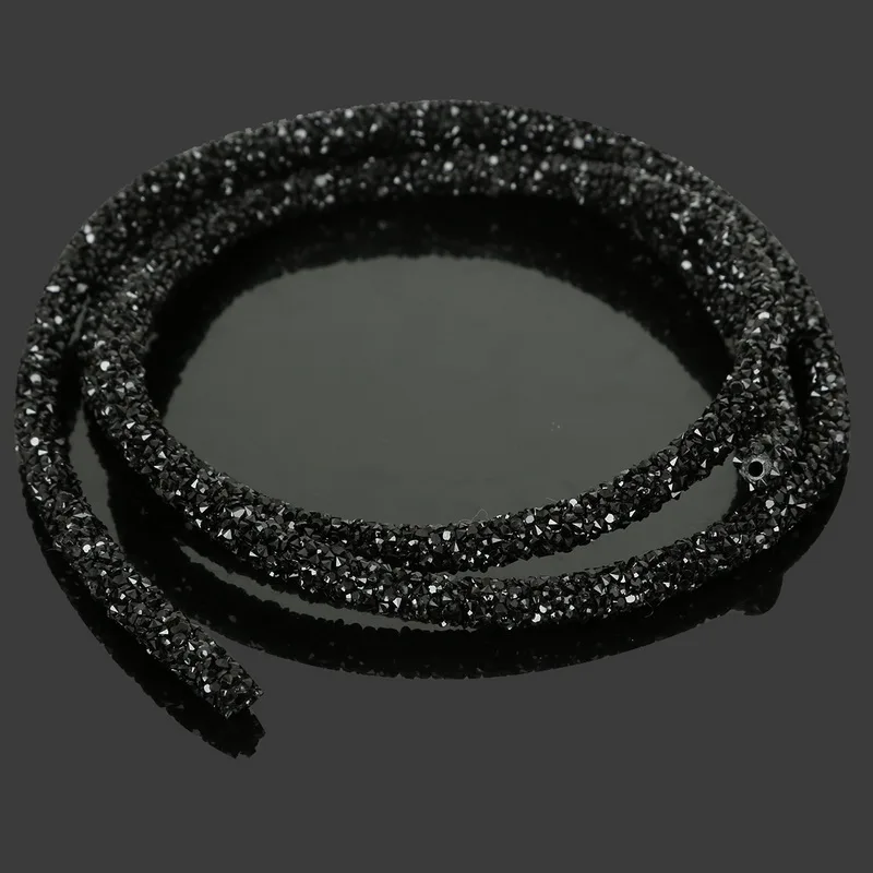 Black 1 м/лот, 7 мм, модная мягкая трубка, ювелирный шнур, веревка, стразы из смолы, для изготовления ювелирных изделий, ожерелье, браслет, сделай сам - Цвет: Black
