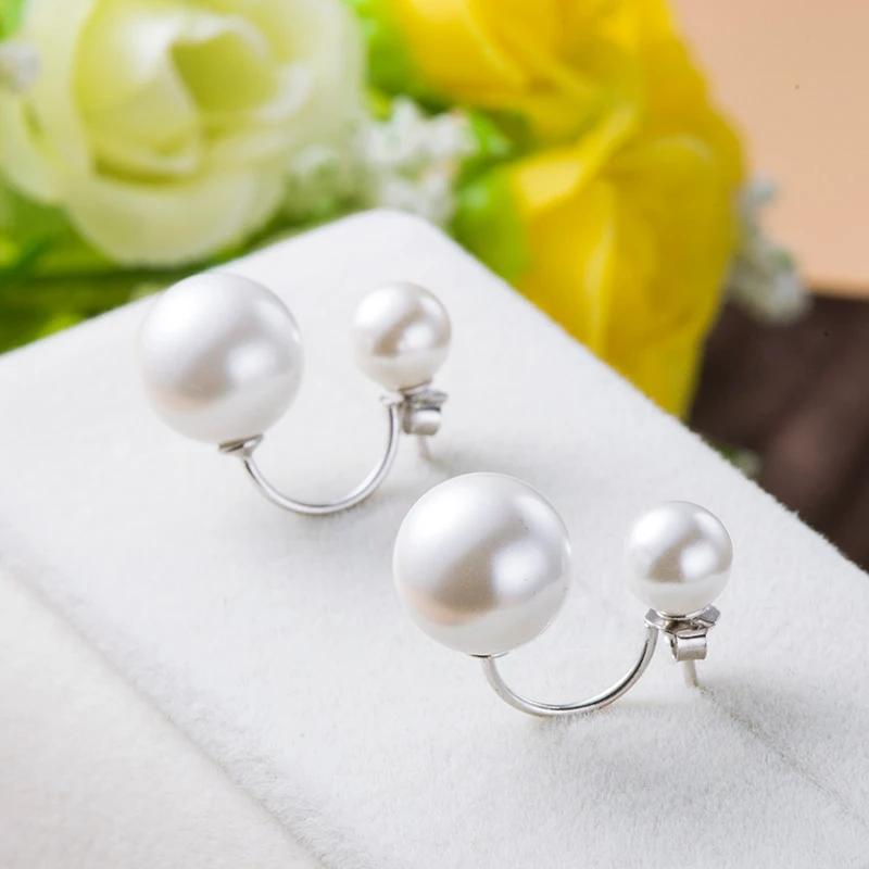 Серьги-гвоздики VICHOK с двойным шариком и жемчугом серьги-гвоздики из