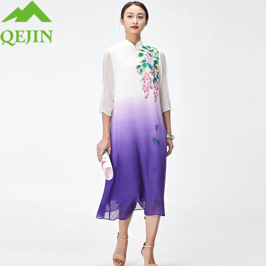 Женские платья kleid из натурального шелка летнее женское платье ручной работы с