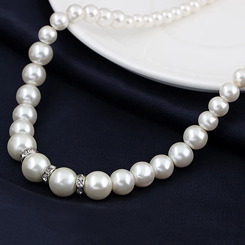 Women's Faux Pearls Alloy Necklace Bracelet Earrings Wedding Bridal Jewelry Set parrure bijoux femme | Украшения и аксессуары