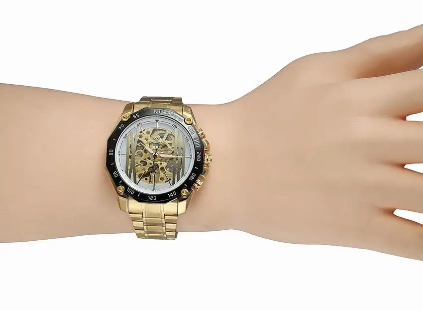 Forsining Роскошные брендовые Стильные Классические Для мужчин черный Watch Automatic