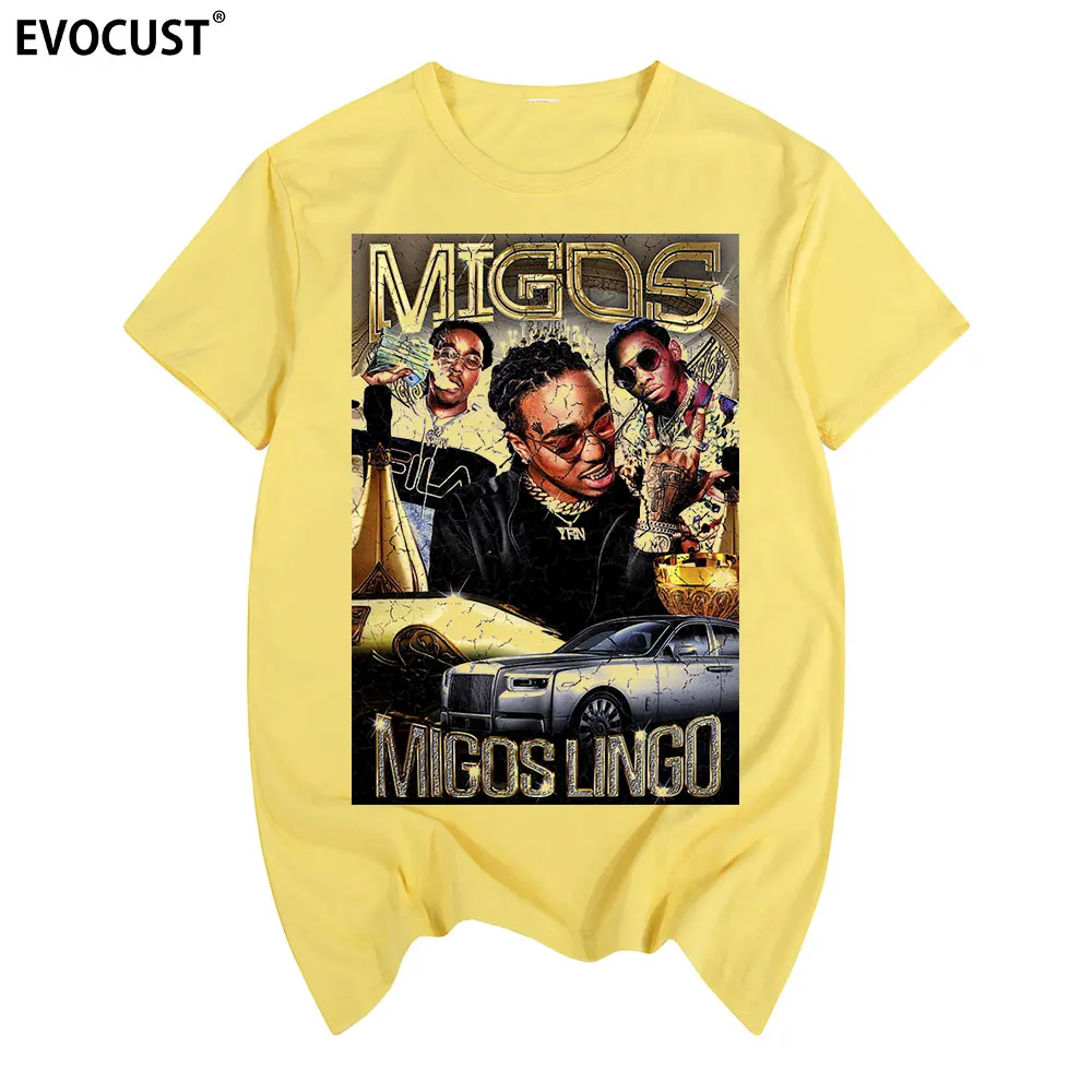 Migos Quavo хип хоп рэп футболка Хлопковая мужская Новая модная футболка|Мужские