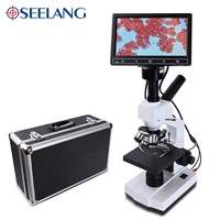 professional blood cells 5mp hd digital binocular biological lab microscope usb led 7 inch lcd electronic eyepiece metal box