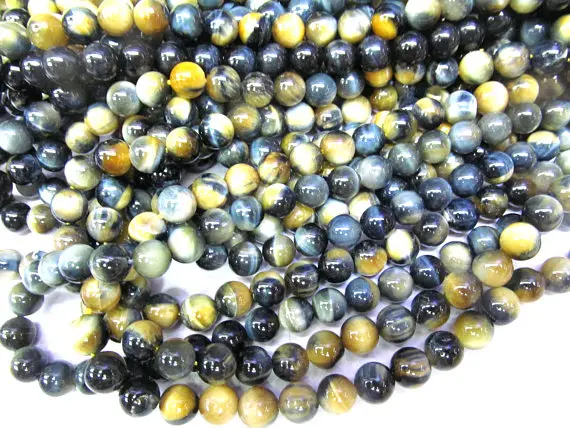 Полная нить 16 &quotжелтый синий тигровый глаз драгоценный камень ястреб свободные