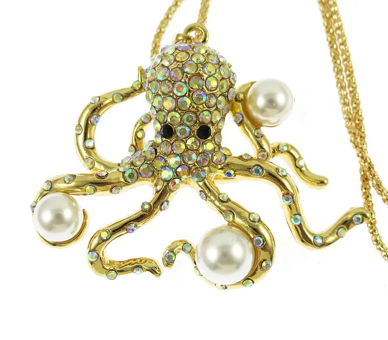 Осьминог свитер с бисером ожерелье ювелирных изделий кристалла для женщин