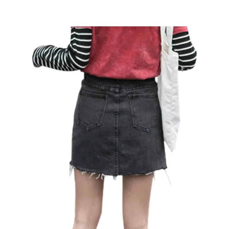 Прямая поставка женские летние черные однотонные повседневные джинсовые юбки