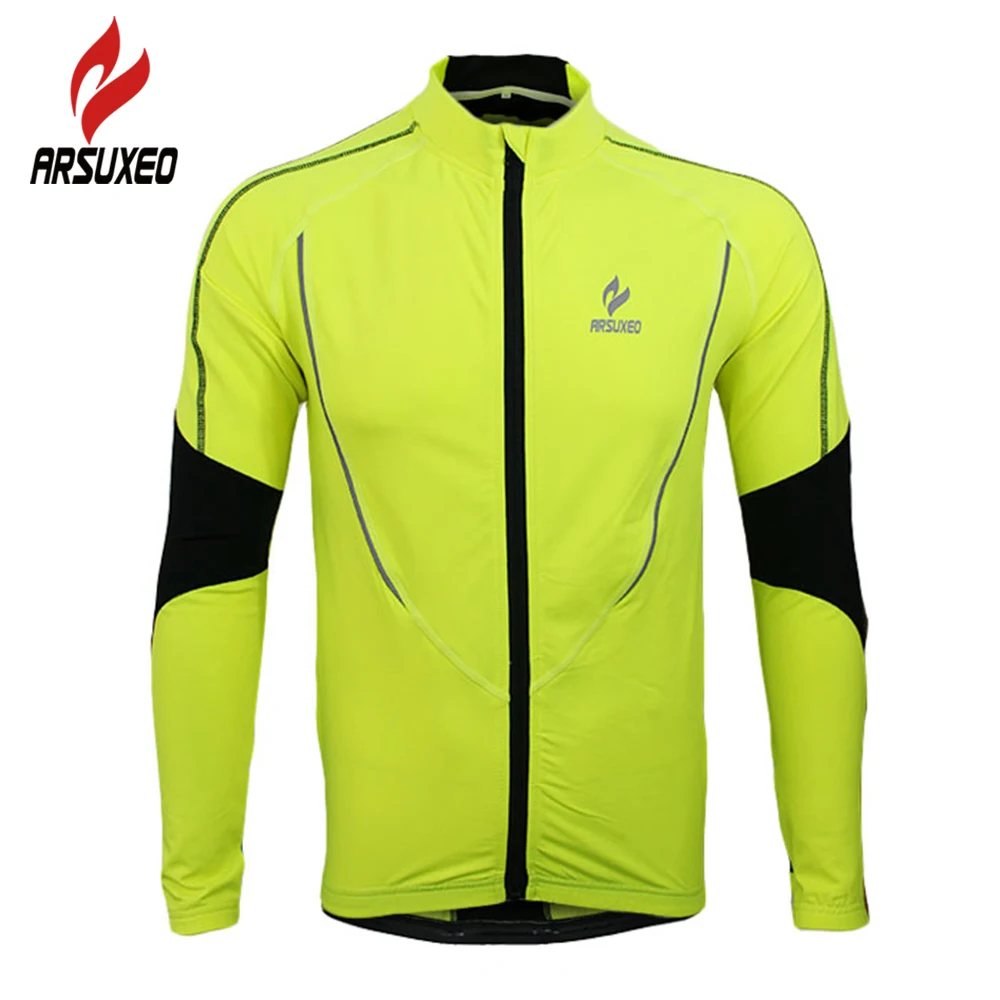 ARSUXEO зимняя флисовая термальная велосипедная кофта из Джерси ветрозащитная