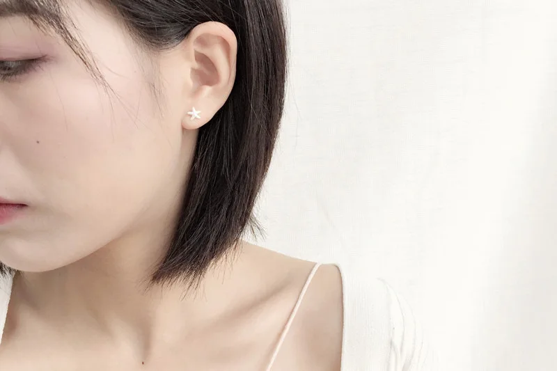 Новое поступление мини серебряные милые серьги гвоздики в форме морских звезд