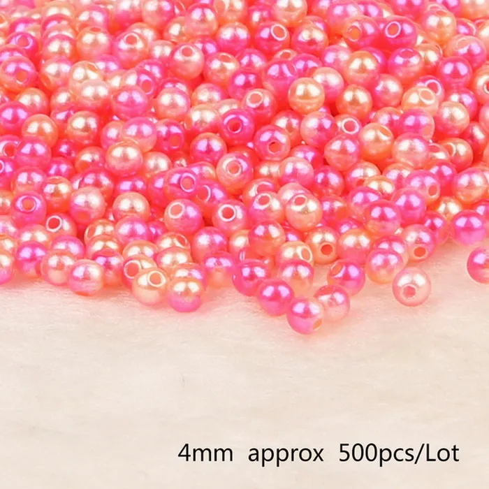 Diameter 4mm 500pcs 50-500 шт./пакет ABS Перл Круглый Диаметр 4/6/8/10 мм отверстие 1 мм пять Цвет DIY производства ювелирных изделий - Цвет: Diameter 4mm 500pcs