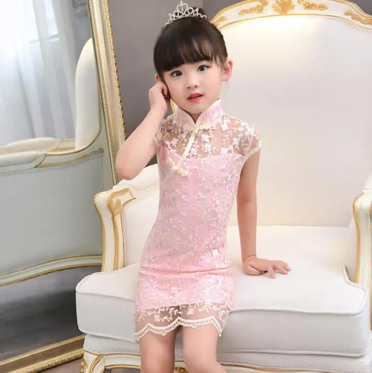 baby pink Милое детское платье для девочек; свадебное кружевное платье с вышивкой для девочек; элегантное праздничное платье принцессы; торжественное платье для детей - Цвет: baby pink