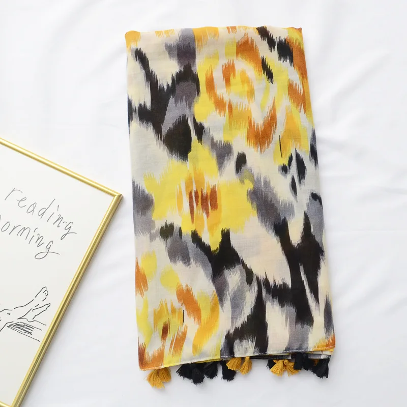 Женский богемный шарф KYQIAO для хиджаба женский в испанском стиле Бохо длинный