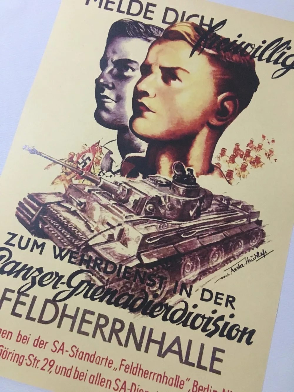 Танк армейский движущийся марш WW2 Винтажный Классический ретро холст картина