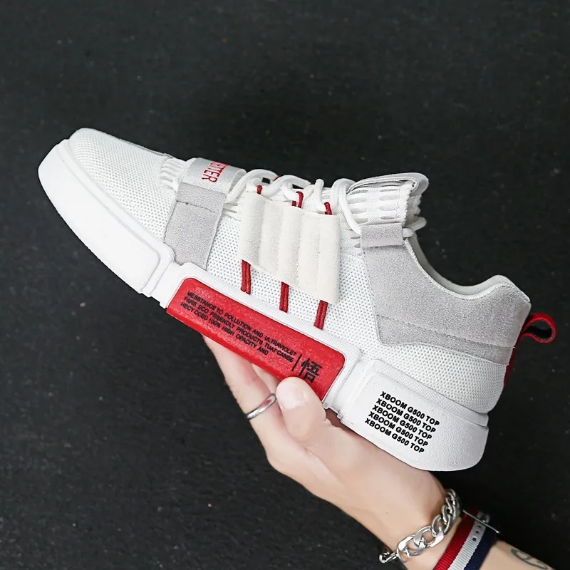 white fashion shoes Мужская обувь Вулканизированная дышащая Спортивная обувь на толстой подошве; Повседневное мужской из сетчатого материала на шнуровке износостойкая; теннисные туфли; мужская обувь - Цвет: white fashion shoes