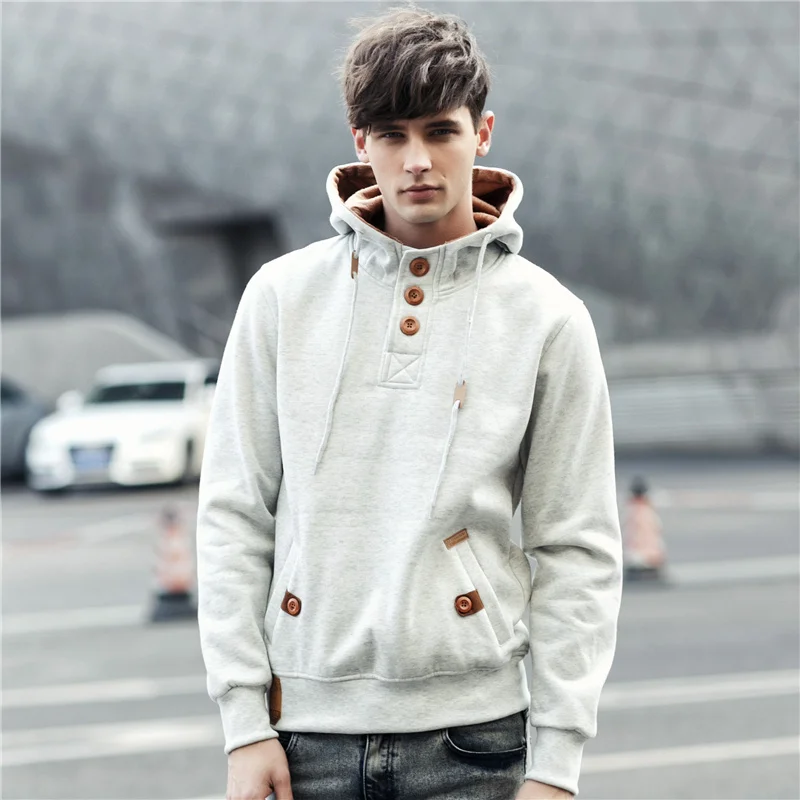 light grey 2 Мужские толстовки Повседневная хлопковая толстовка осенний Кардиган Зимний брендовый модный однотонный пуловер хип хоп Толстовка Homme плюс размер 613 - Цвет: light grey 2