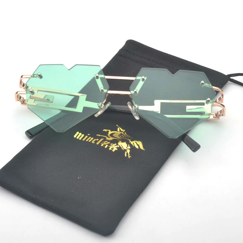 Женские и мужские солнцезащитные очки MINCL/в форме сердца|heart shaped sunglasses|rimless sunglassesf