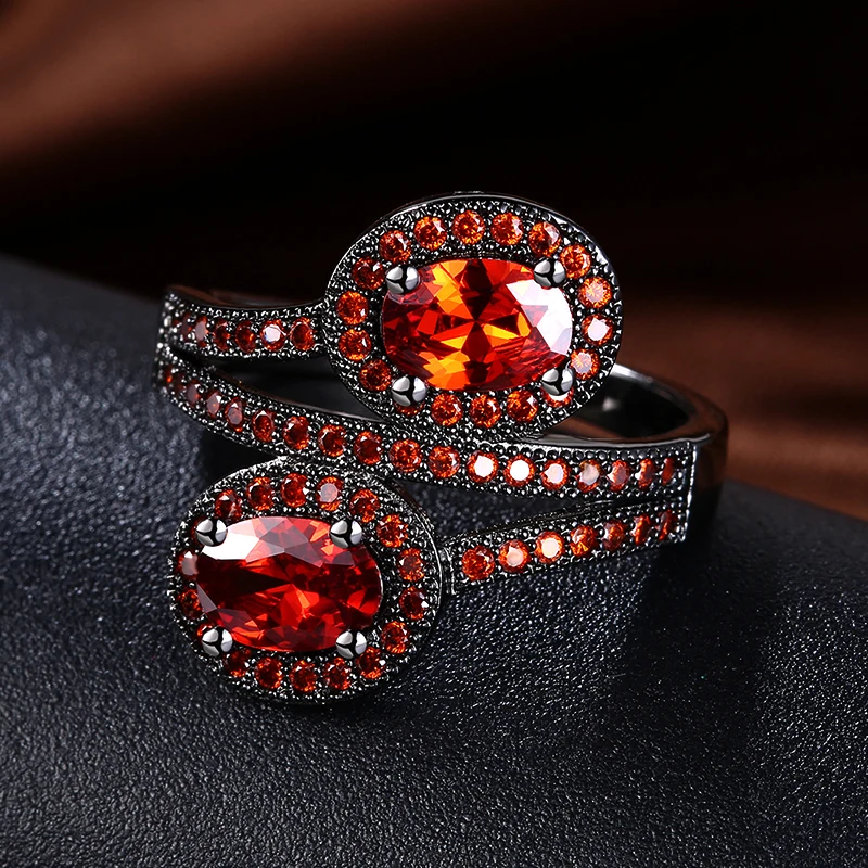 Женские коктейльные кольца с фианитом и овальным вырезом цвет черный золотой