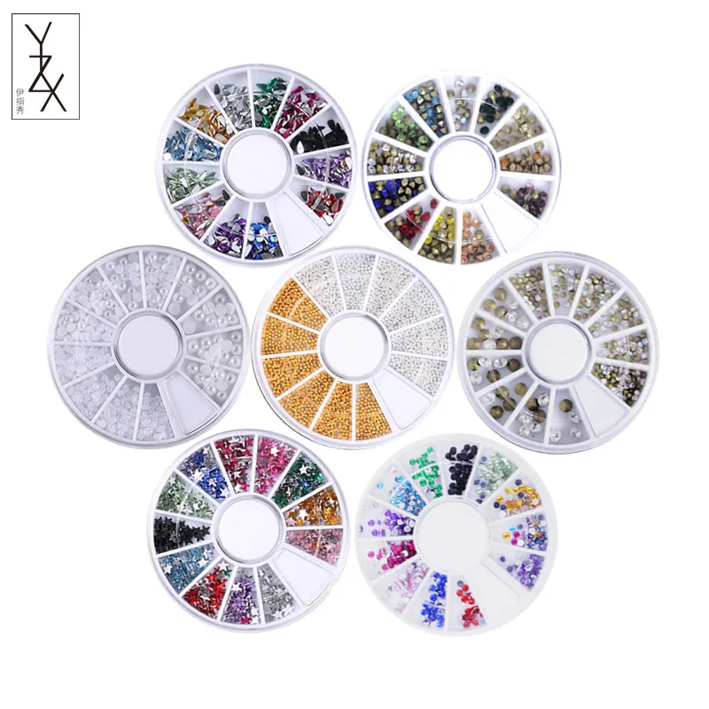 YZX 1 коробка ногтей горный хрусталь небольшой бусины разной формы Diamonds маникюрные 3D микс Красочный Кристалл камни для дизайна ногтей украшения «сделай сам» дизайн