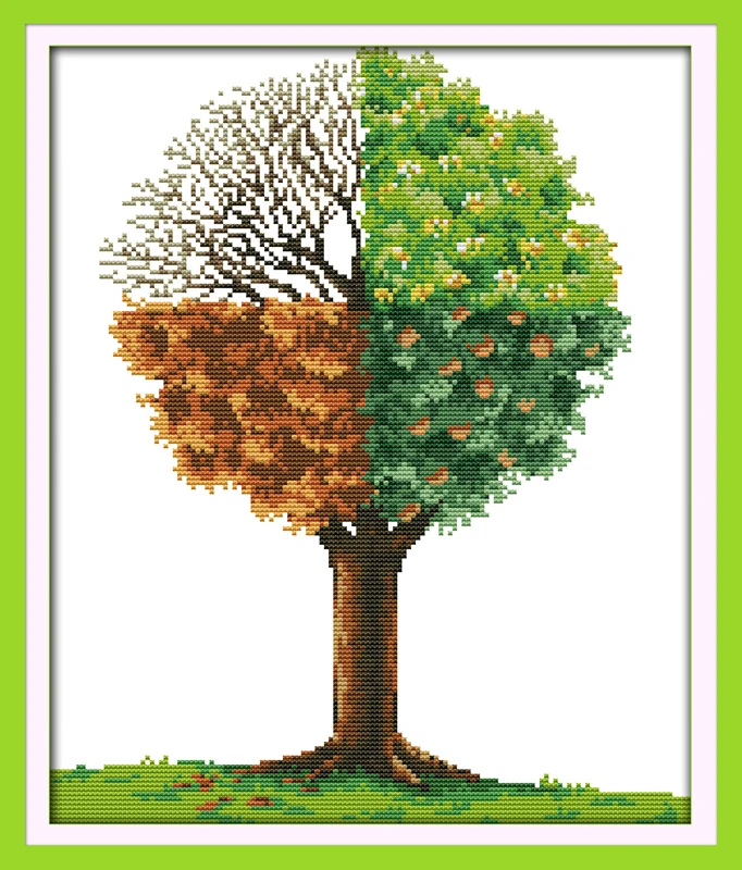 Набор для вышивки The four Seasons tree magic напечатанный на холсте DMC 14CT 11CT сделай сам