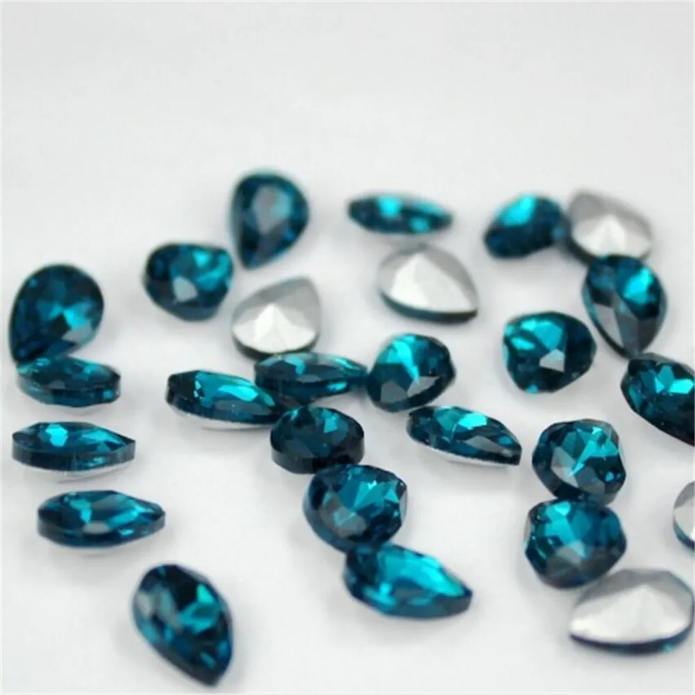MHS.SUN свободные острые кристаллы s DIY Peahen Blue Drop Shape Crystal Стразы для одежды/ювелирные