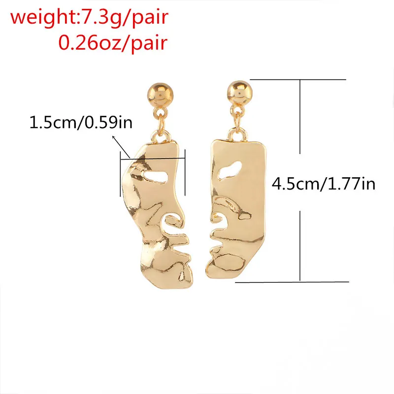 Brooches Pins 1PC/1Pair Vintage Abstract Face Mask Metal Earrings Golden Pendant Necklaces | Украшения и аксессуары