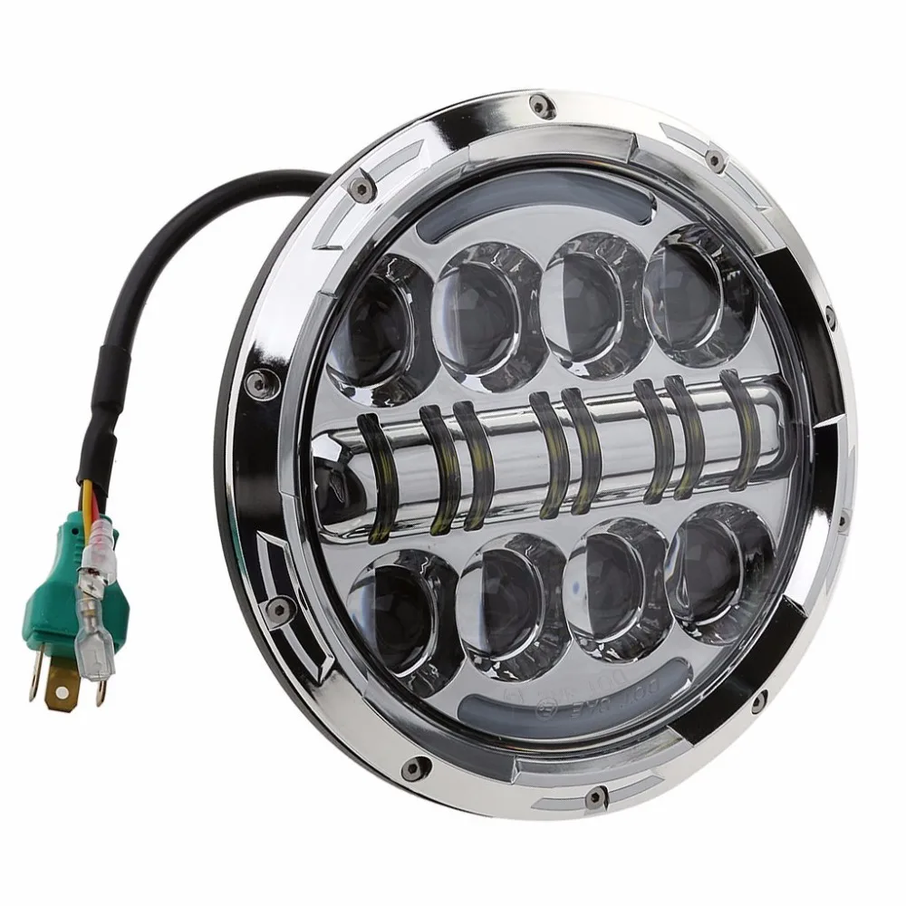 7 inch LED Headlight Amber turn signal Certified by DOT headlamp Motorcycle 7'' High Low Beam 80W white DRL for jeep1 Pcs |