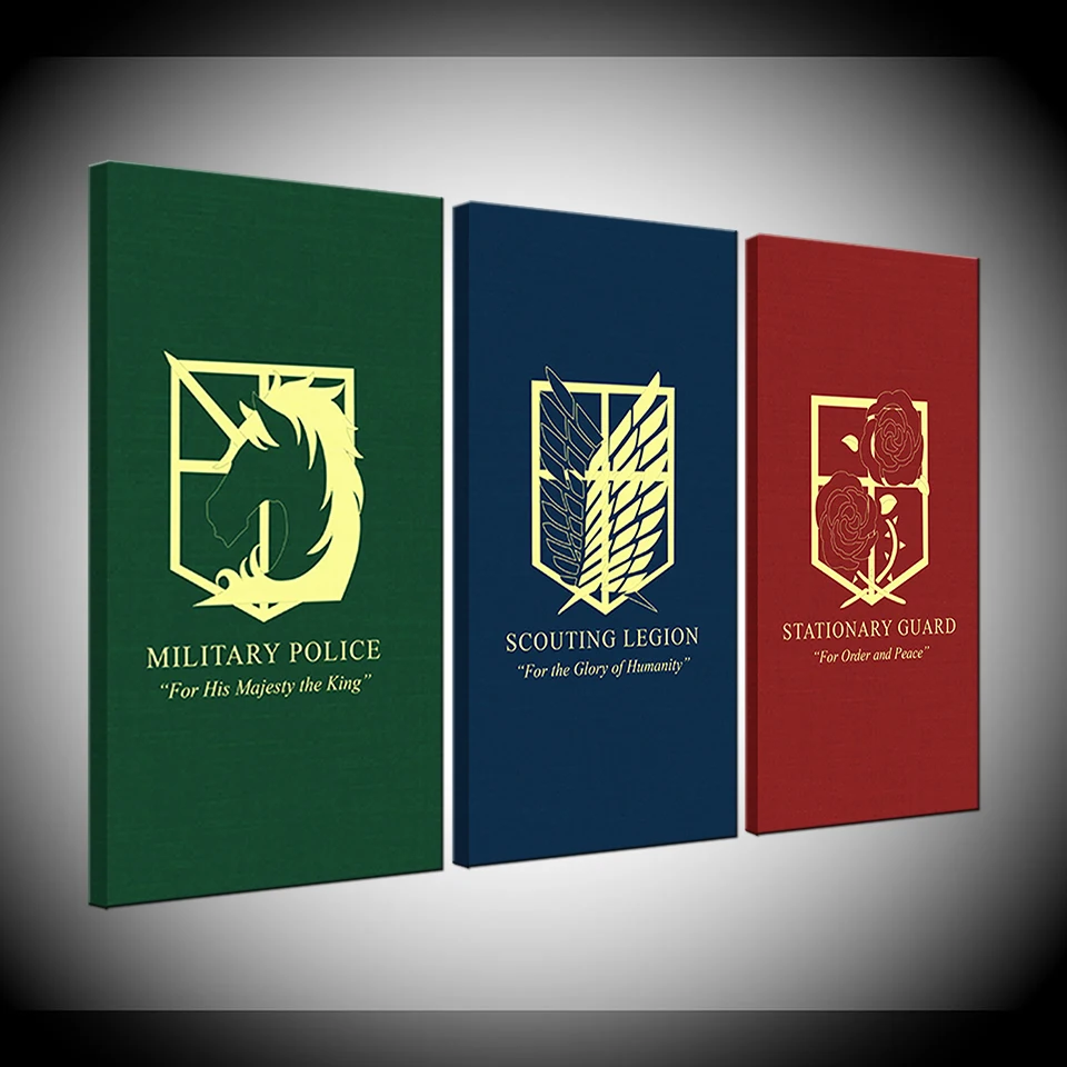 

Canvas Painting Scouting Legion and Attack on Titan 3 Pieces Wall Art Painting Modular Wallpapers Poster Print Home Decor