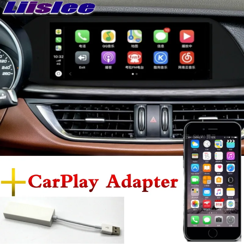 Для Alfa Romeo Stelvio LiisLee Автомобильный мультимедийный CarPlay адаптер 10,2" Android gps стерео радио навигация NAVI