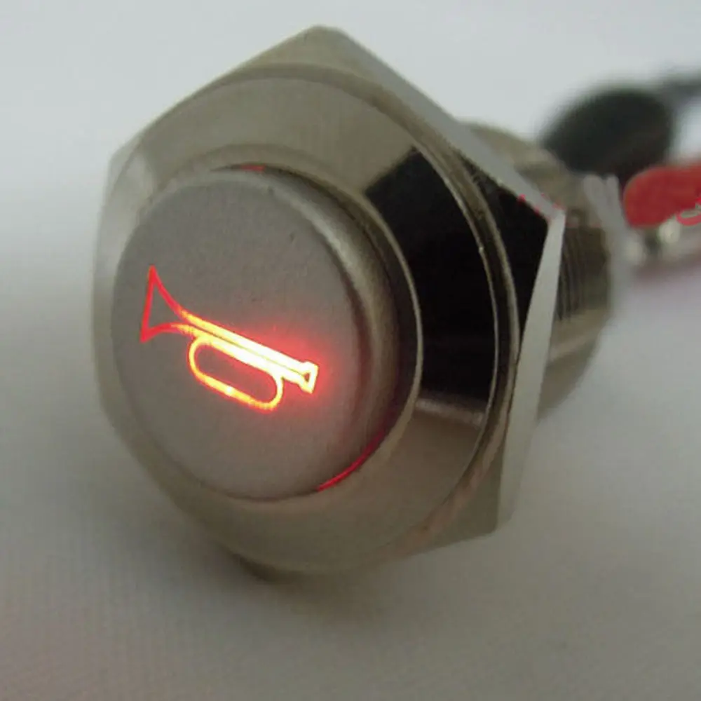 EE support Red LED16mm Momentary Push Button Switch Metal Car Accessories Speaker Bell Horn Styling | Автомобили и мотоциклы