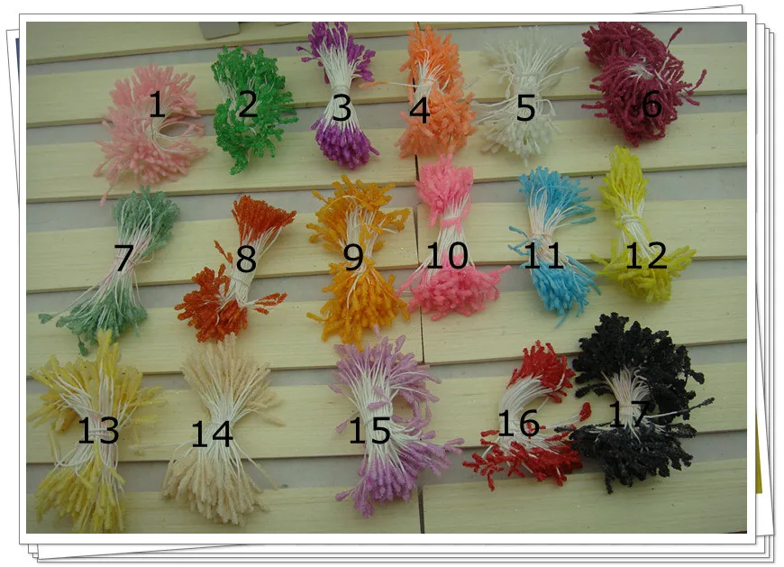 

Double Tips 22Colors Glass Flower Stamen DIY Charming Flower Millinery Accessories Stocking Flower Craft Material 1800Pieces/Lot