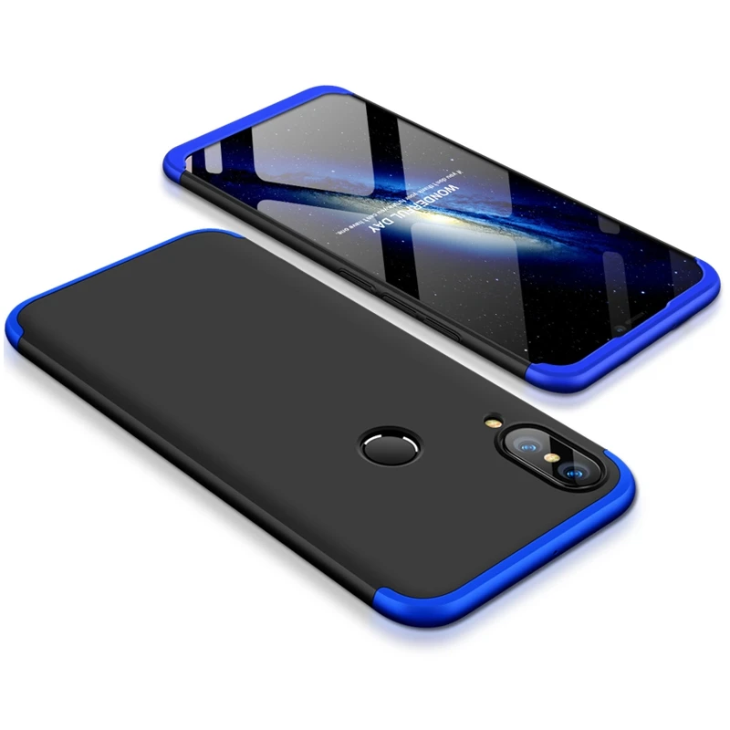 Blue Black Для Huawei P20 lite случае P20 Lite твердый переплет ПК Матовая 360 полная защита бампер чехол для Huawei P20 Lite nova/3e задняя крышка - Цвет: Blue Black