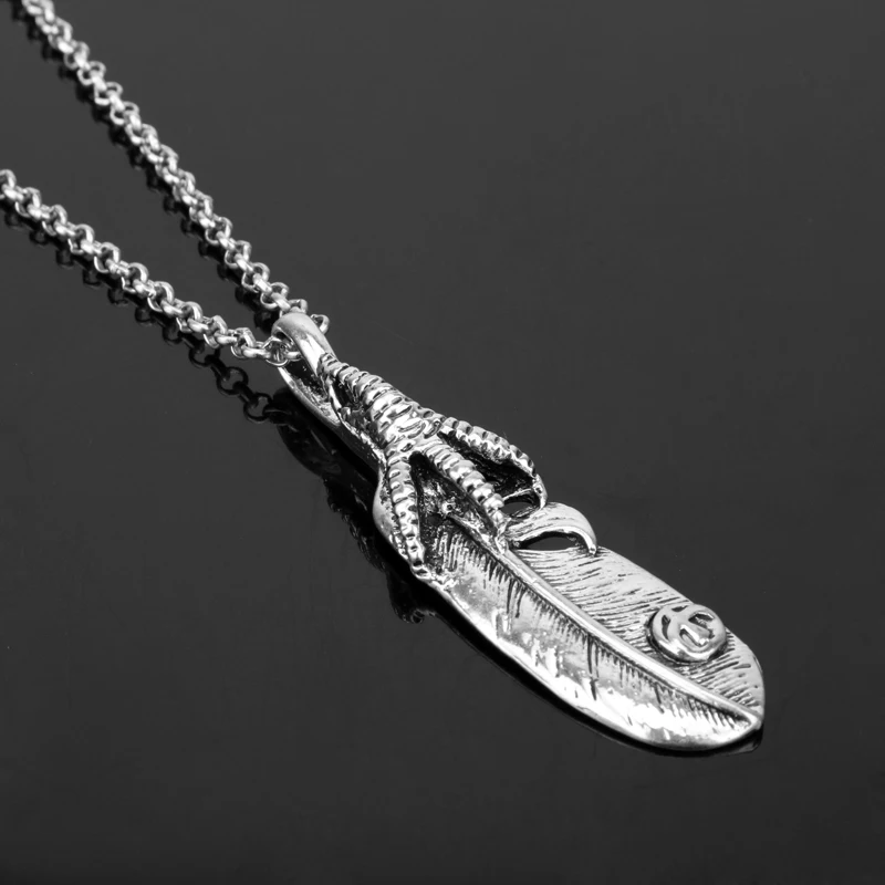 Unisex Japan Takahashi Feather Pendant Necklace Alloy Jewelry Link Long Chain Eagle claw Design Charm Collier | Украшения и